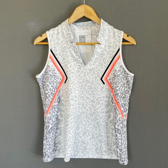Lucky in Love Tops - Lucky in Love Sleeveless Tab Collar V-neck Golf Tennis Pickleball Top Size Lrg